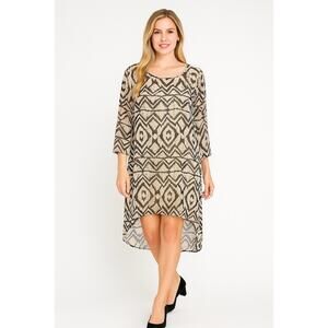 Mossee Australia Tunic Shift Dress Size US 8 Ikat Print Long Sleeves‎ Preppy